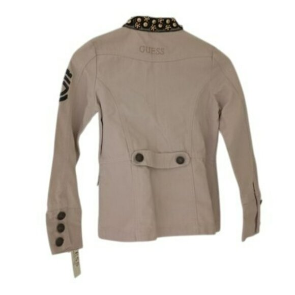 NEW Guess Military-Style Beige Jacket Kids Embellished Collar & Button Accents M - Picture 3 of 13